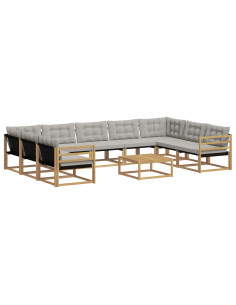 Set di divani da esterno 10 pcs Bianco e Grigio Chiaro 2