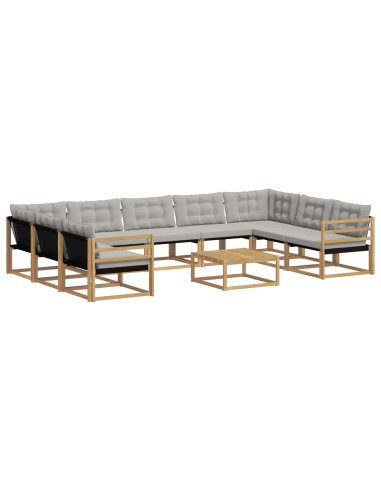 Set di divani da esterno 10 pcs Bianco e Grigio Chiaro