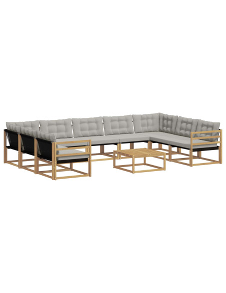 Set di divani da esterno 10 pcs Bianco e Grigio Chiaro