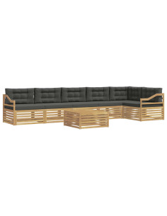 Set di divani da esterno 7 pcs Bianco e Antracite Poliestere 2