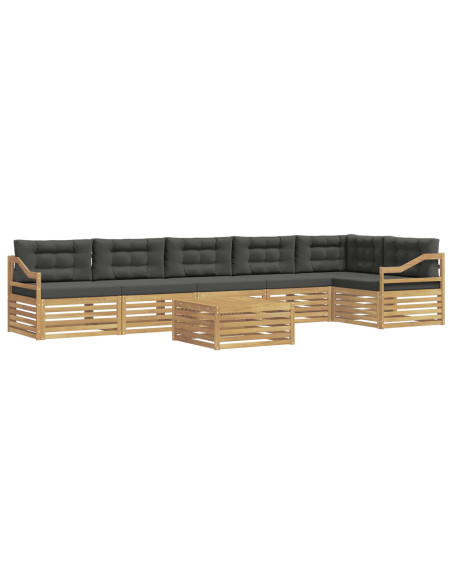 Set di divani da esterno 7 pcs Bianco e Antracite Poliestere