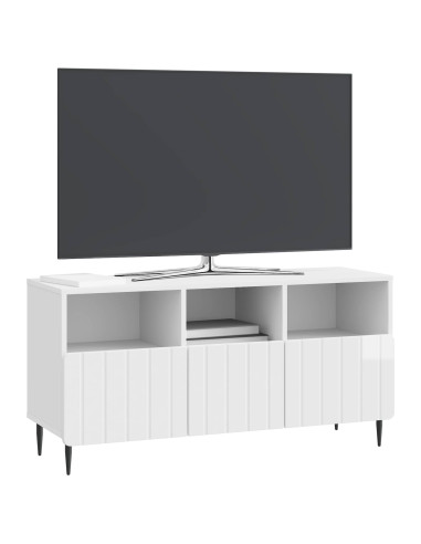 Mobile TV Bianco Lucido 102 x 34,5 x 50 cm Legno ingegnerizzato