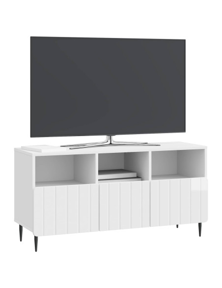 Mobile TV Bianco Lucido 102 x 34,5 x 50 cm Legno ingegnerizzato