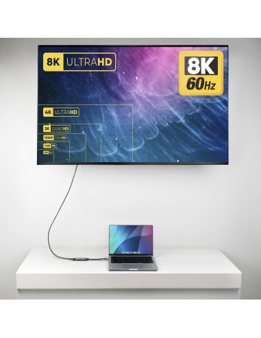 StarTech.com Adattatore USB-C a HDMI, 8K 60Hz / 4K 120Hz, Convertitore Video da USB4 a HDMI 2.1 con Cavo Integrato da 20 cm, Don