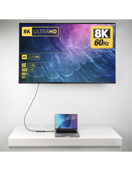 StarTech.com Adattatore USB-C a HDMI, 8K 60Hz / 4K 120Hz, Convertitore Video da USB4 a HDMI 2.1 con Cavo Integrato da 20 cm, Don