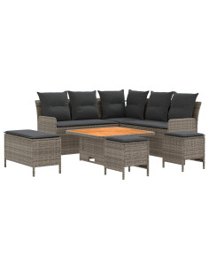 Set di Mobili 7 pcs Grigio e Grigio Scuro Rattan in PE 2