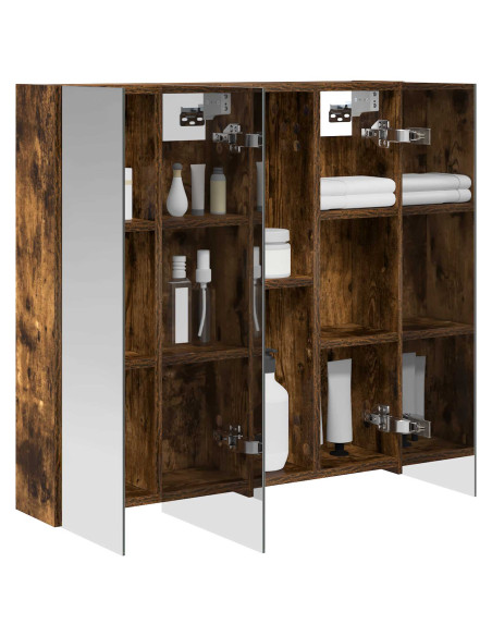 Mobiletto per specchio da bagno Rovere fumé 70 x 14,5 x 70 cm