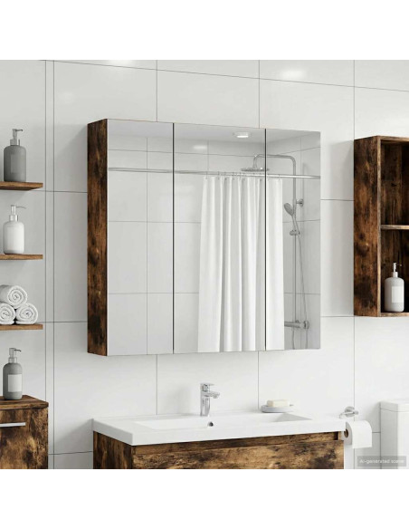 Mobiletto per specchio da bagno Rovere fumé 70 x 14,5 x 70 cm
