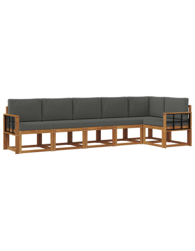 Set di divani da esterno con cuscino 6 pcs Naturale e Antracite
