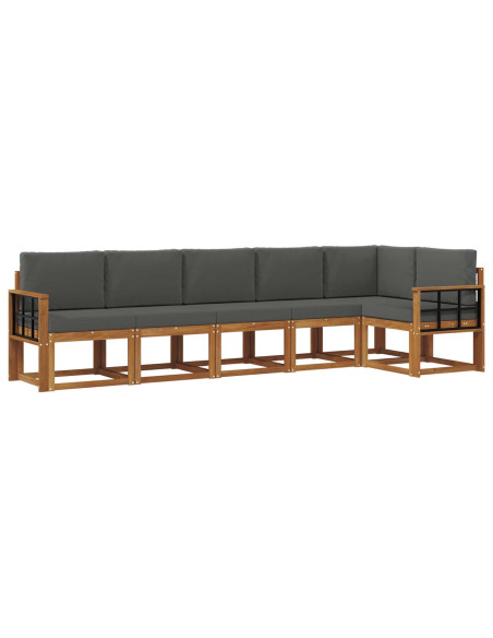 Set di divani da esterno con cuscino 6 pcs Naturale e Antracite
