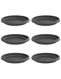 Vassoio Rotondo per Fiori 6 pcs Nero Ø 14 x 2 cm Plastica 2