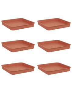 Vassoio Quadrato per Fiori 6 pcs Rosso Mattone 15 x 15 x 2 cm 2