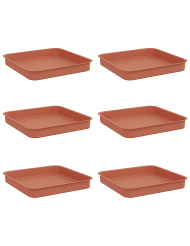 Vassoio Quadrato per Fiori 6 pcs Rosso Mattone 15 x 15 x 2 cm