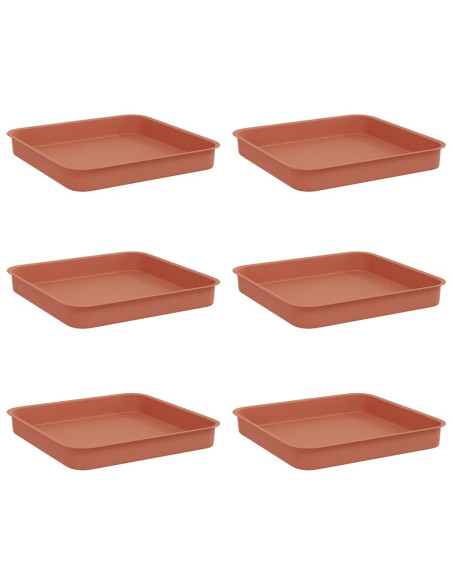 Vassoio Quadrato per Fiori 6 pcs Rosso Mattone 15 x 15 x 2 cm