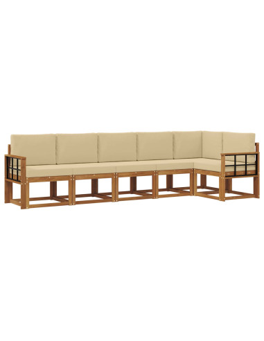 Set di divani da esterno con cuscino 6 pcs Naturale e Beige