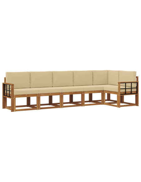 Set di divani da esterno con cuscino 6 pcs Naturale e Beige