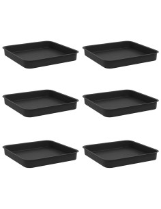 Vassoio Quadrato per Fiori 6 pcs Nero 15 x 15 x 2 cm Plastica 2