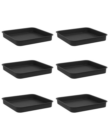 Vassoio Quadrato per Fiori 6 pcs Nero 15 x 15 x 2 cm Plastica