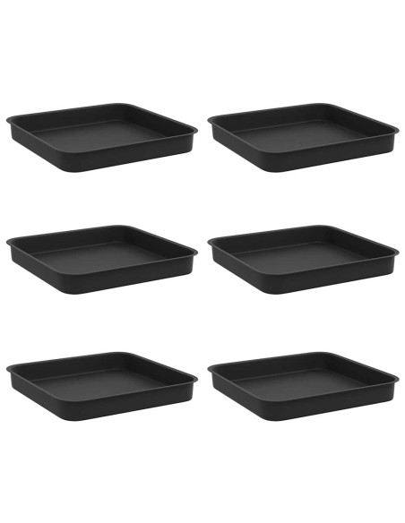 Vassoio Quadrato per Fiori 6 pcs Nero 15 x 15 x 2 cm Plastica
