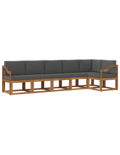 Set di divani da esterno con cuscino 6 pcs Naturale e Antracite 2