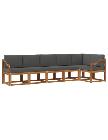 Set di divani da esterno con cuscino 6 pcs Naturale e Antracite