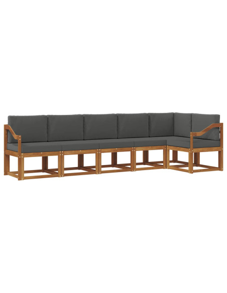 Set di divani da esterno con cuscino 6 pcs Naturale e Antracite
