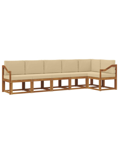 Set di divani da esterno con cuscino 6 pcs Naturale e Beige