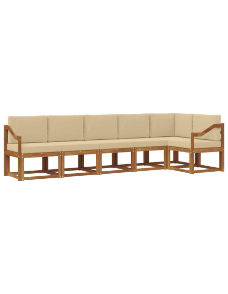 Set di divani da esterno con cuscino 6 pcs Naturale e Beige