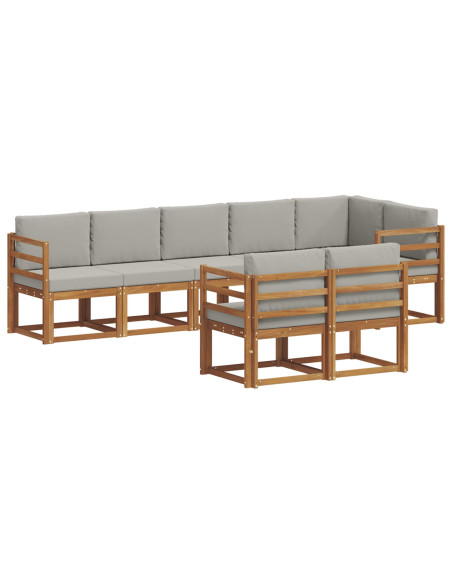 Set di divani da esterno 8 pcs Grigio Naturale e Chiaro