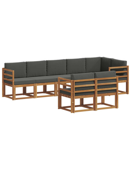 Set di divani da esterno con cuscino 8 pcs Naturale e Antracite