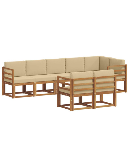 Set di divani da esterno con cuscino 8 pcs Naturale e Beige