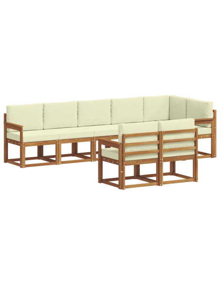 Set di divani da esterno con cuscino 8 pcs Naturale e Crema