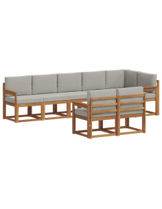 Set di divani da esterno 8 pcs Grigio Naturale e Chiaro 2