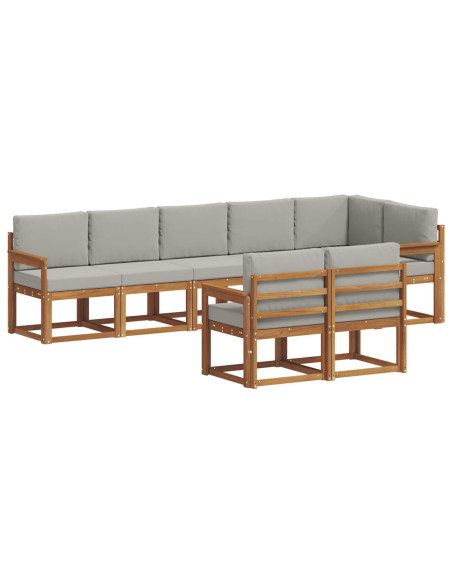 Set di divani da esterno 8 pcs Grigio Naturale e Chiaro