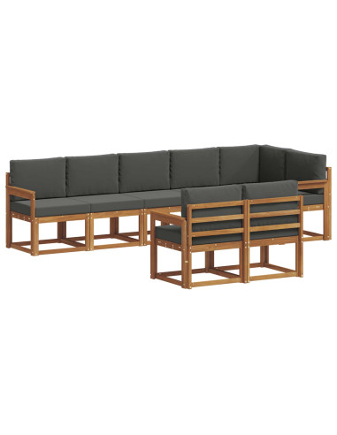Set di divani da esterno con cuscino 8 pcs Naturale e Antracite