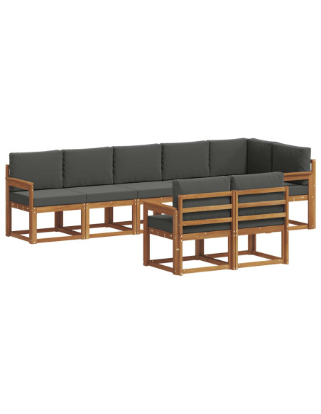 Set di divani da esterno con cuscino 8 pcs Naturale e Antracite