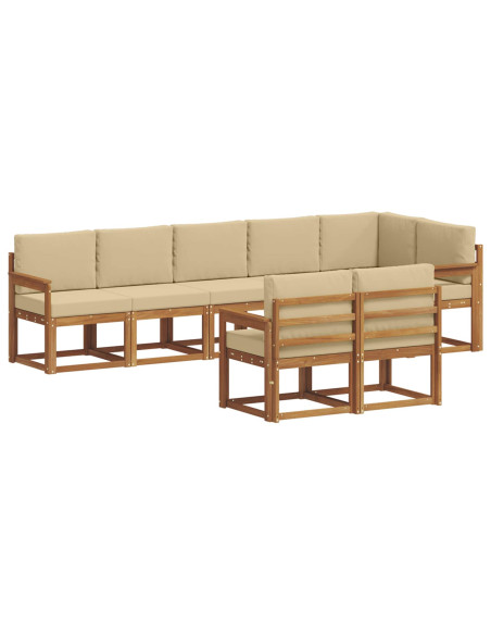 Set di divani da esterno con cuscino 8 pcs Naturale e Beige