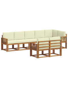 Set di divani da esterno con cuscino 8 pcs Naturale e Crema 2