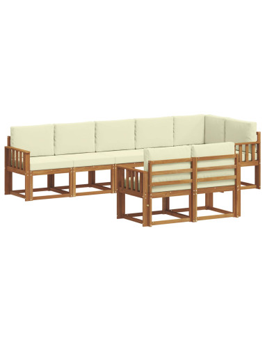 Set di divani da esterno con cuscino 8 pcs Naturale e Crema