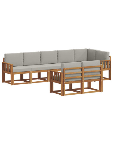 Set di divani da esterno 8 pcs Grigio Naturale e Chiaro