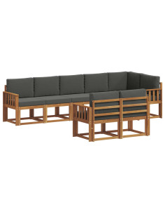 Set di divani da esterno con cuscino 8 pcs Naturale e Antracite 2