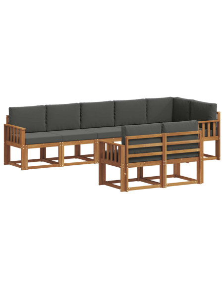 Set di divani da esterno con cuscino 8 pcs Naturale e Antracite