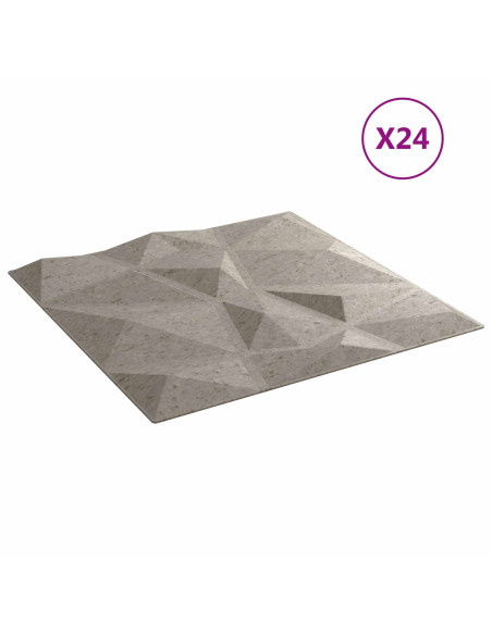 Pannelli da parete 24 pcs Grigio Cemento 50 x 50 cm Schiuma XPS