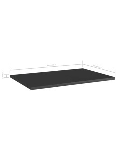 Ripiani per Libreria 8pz Nero Lucido 60x40x1,5cm Multistrato