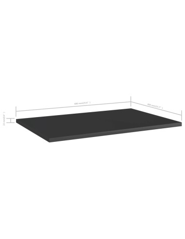Ripiani per Libreria 8pz Nero Lucido 60x40x1,5cm Multistrato