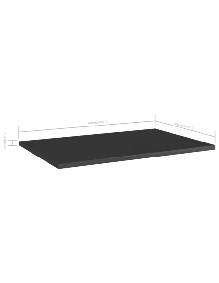 Ripiani per Libreria 8pz Nero Lucido 60x40x1,5cm Multistrato