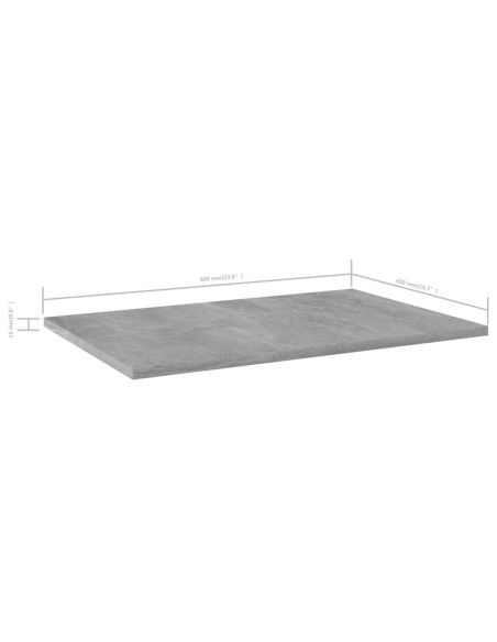 Ripiani per Libreria 8pz Grigio Cemento 60x40x1,5cm Multistrato