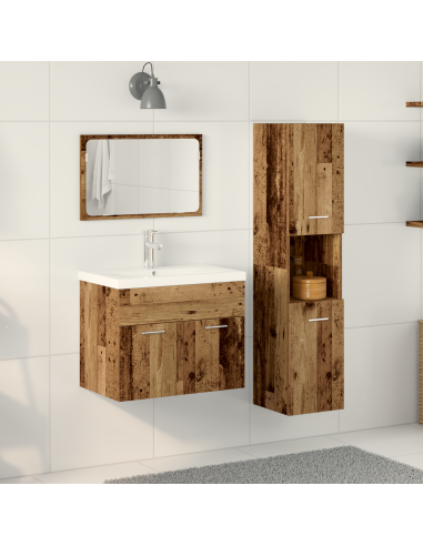 Set di mobili per il bagno 4 pcs Marrone Legno multistrato