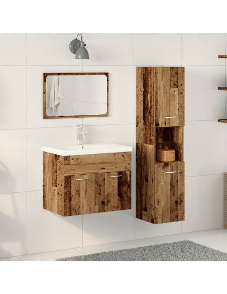 Set di mobili per il bagno 4 pcs Marrone Legno multistrato