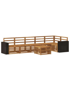 Set divano sezionale 7 pcs Naturale Legno di Acacia Massello 2